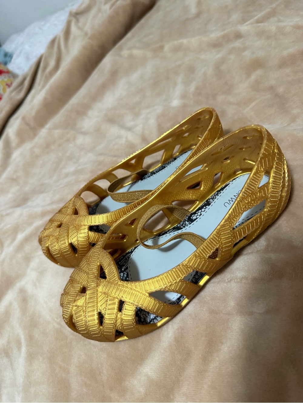 Mini Melissa x Jason Wu Kids Gold Mary Jane Jelly Sandals Size 12 - Picture 8 of 12